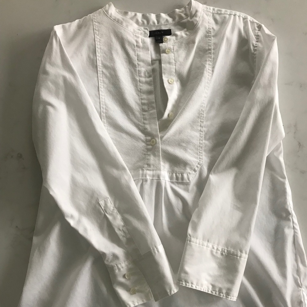 J. Crew White 1/2 Button Down Oxford